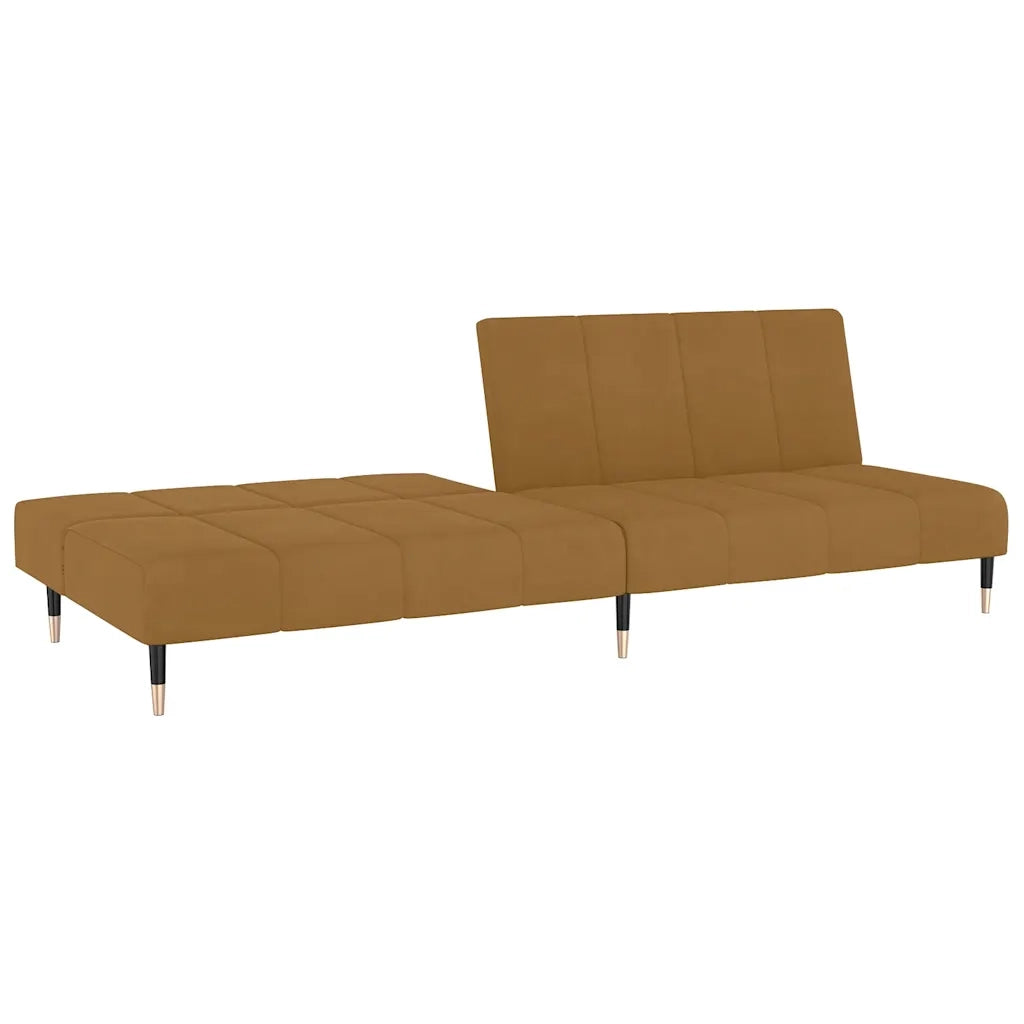 Divano Letto a 2 Posti Marrone in Velluto 375882