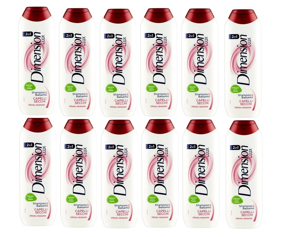 SET 12 DIMENSION SHAMPOO E BALSAMO CON ESTRATTI FRUTTA PER CAPELLI SECCHI 250ML