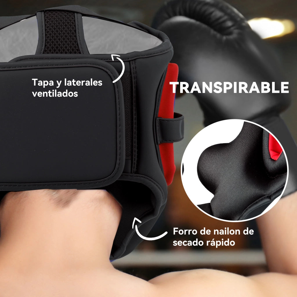 Casco da Boxe MMA ¨C Xylo ¨C Regolabile Rosso e Nero