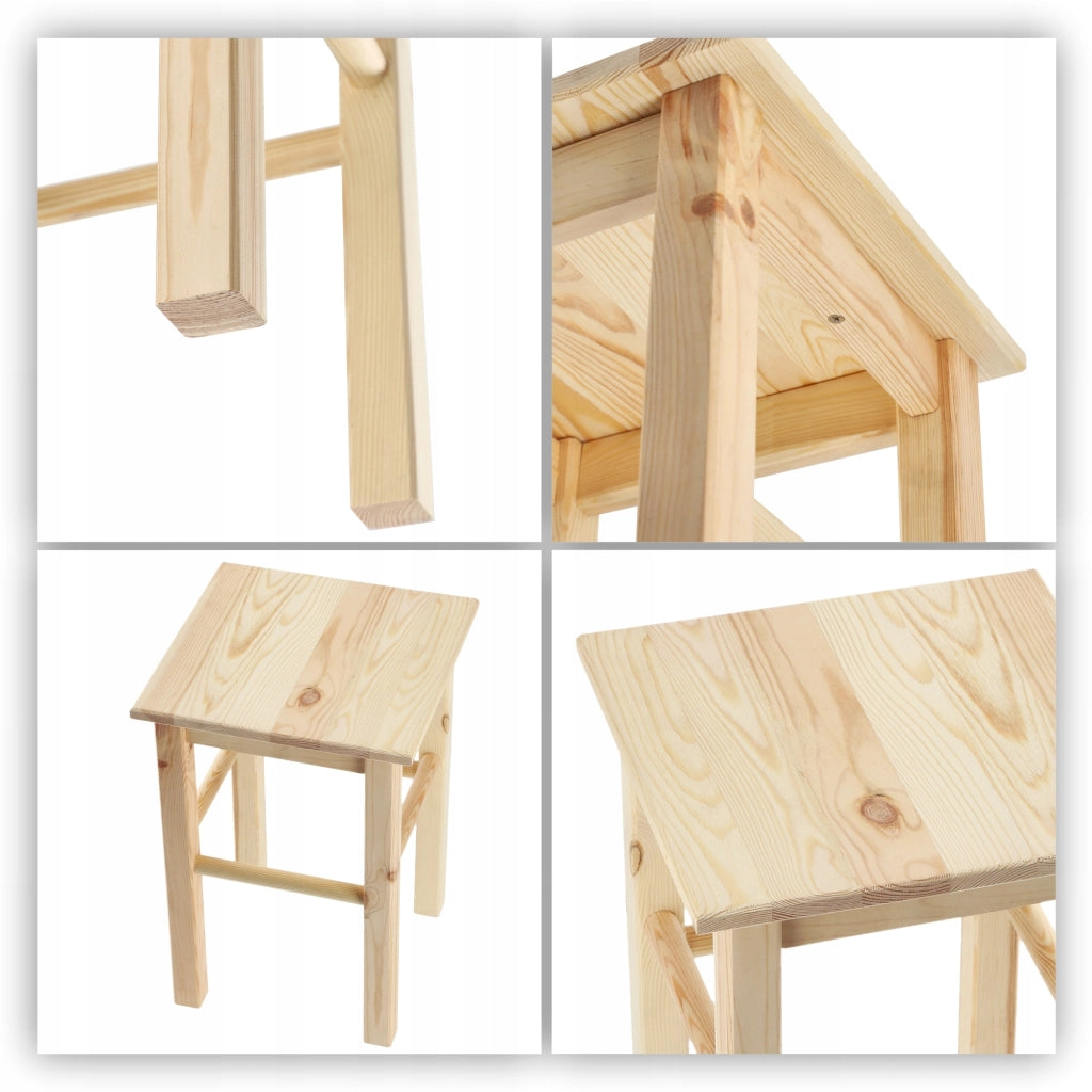 Sgabello da cucina in legno KADAX, 43,5 cm, in pino massello.