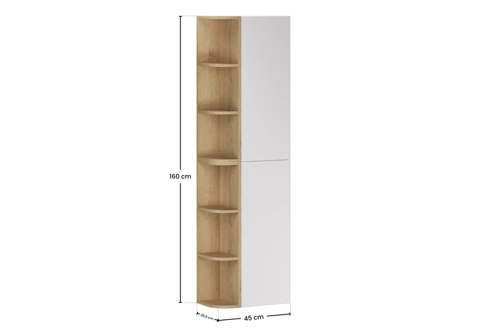Set mobili bagno con półsłupkiem e regałem Aster White 45 cm