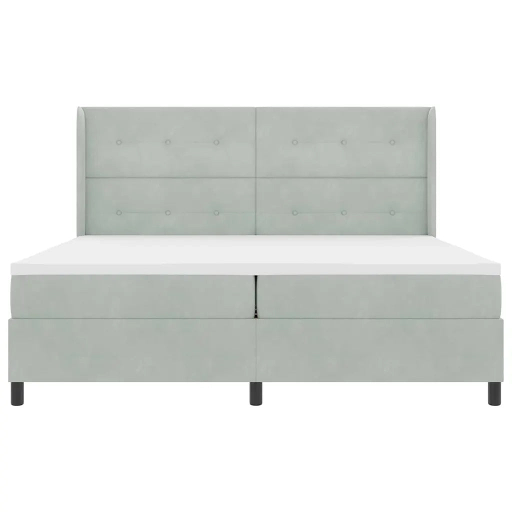 Letto a molle con materasso Grigio chiaro 200 x 200 cm Velluto
