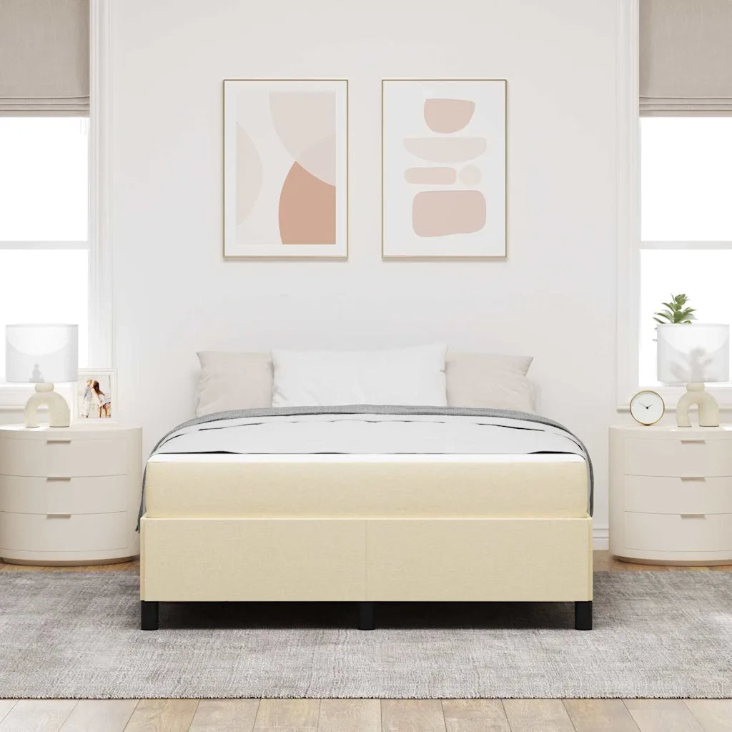 Letto a molle con materasso Crema 140 x 190 cm Tessuto