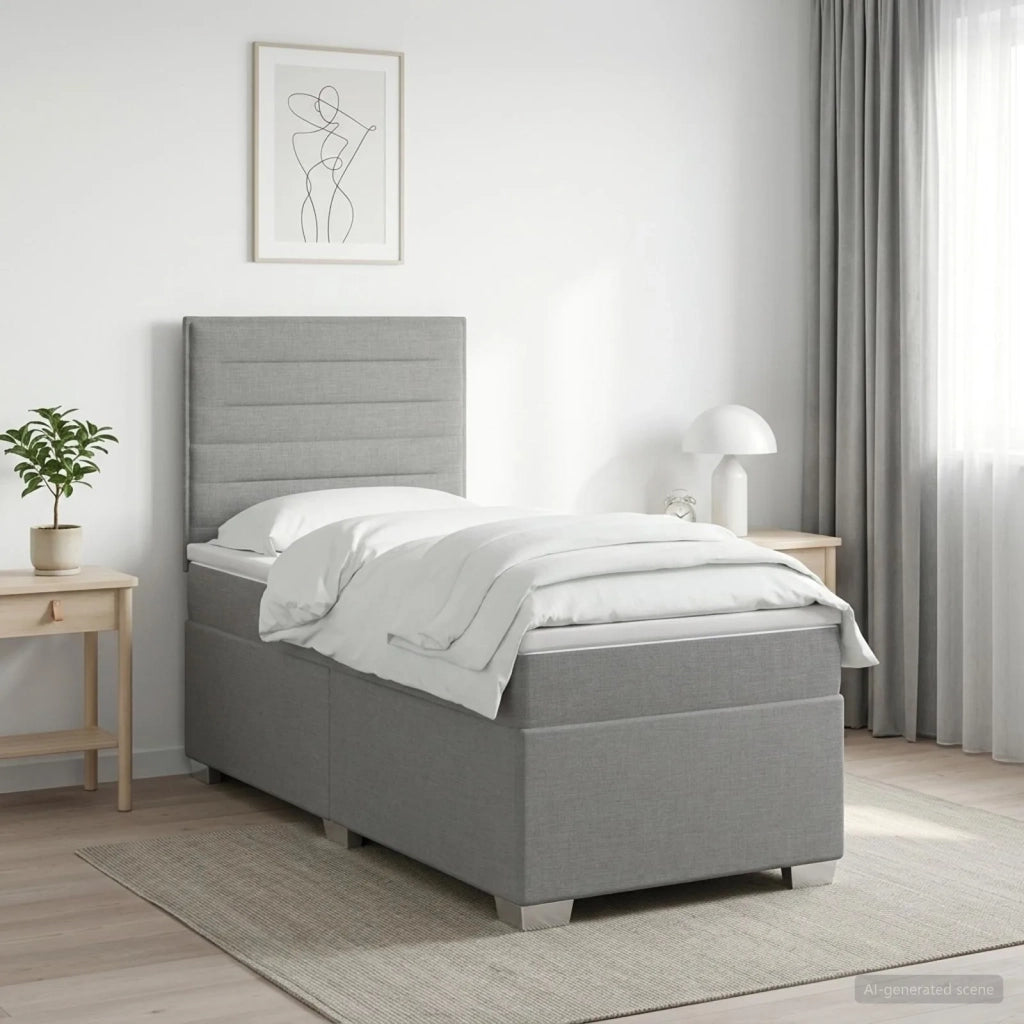 Letto box spring con materasso Grigio Chiaro 80 x 200 cm 3454733