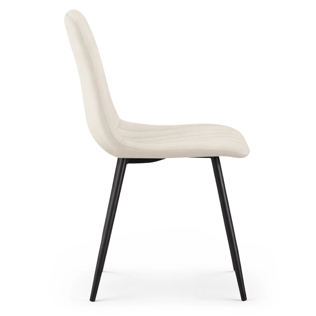 Sedia in velluto trapuntata LIVO Beige gambe nere