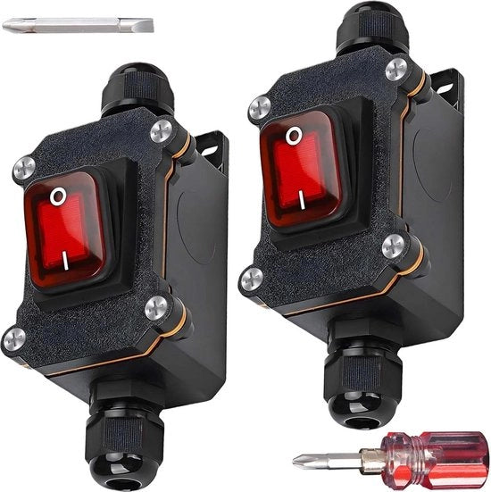 Interfaccia di commutazione inline impermeabile 12 V 20 A DPST 4-poli - Set da 2 - Con chiave a lama - IP67 impermeabile.
