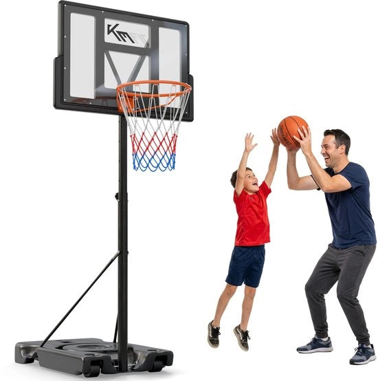 Palo da Basket per Esterno Adattabile 135-305 cm - Standaarda Basket da Esterno - Anello da Basket per Esterno - Incluso Rastrello - Base Stabilita