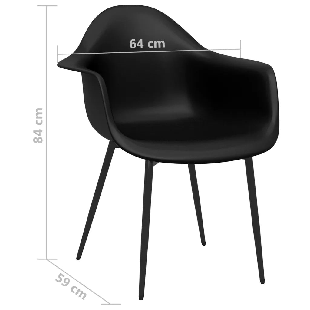 Sedie da Pranzo 2 pz Nere in PP 338076