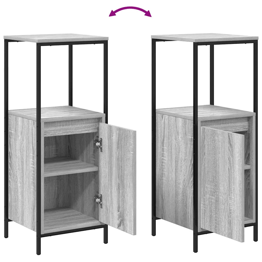 Set di mobili per il bagno con porta 3 pcs Grigio sonoma e Nero 3328382