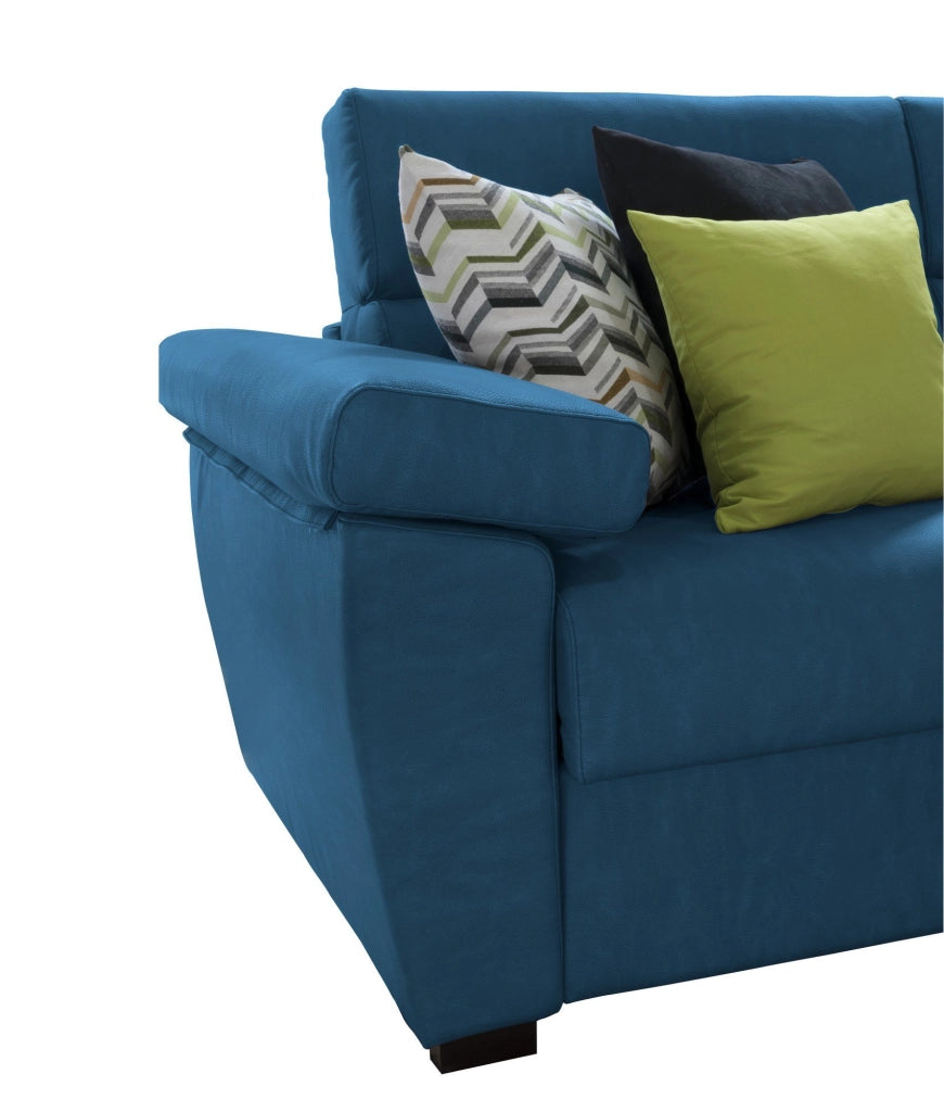 Pisogne, Divano Fisso 2 Posti Sfoderabile Made in Italy, 185x95x100h cm blu