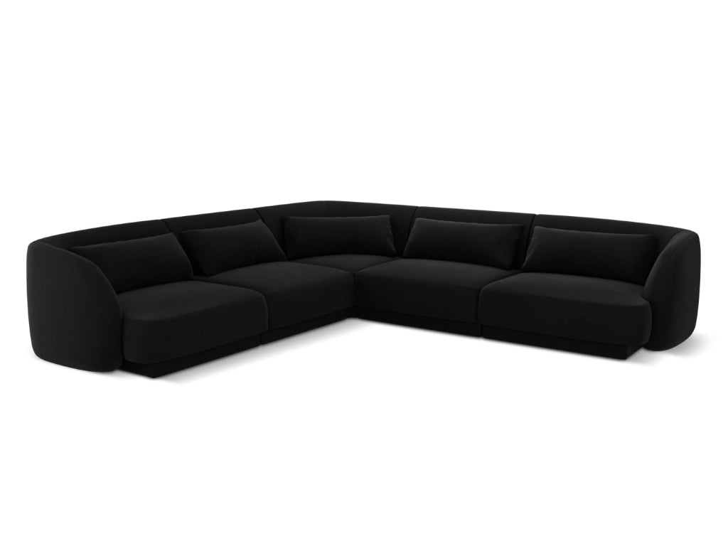 Cosmopolitan Design - Divano angolare reversibile "Tulum" 5 posti in velluto nero 
