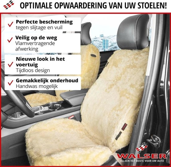 Auto Stoelhoes in Lamsleren 100% - 1 Pezzo Beige