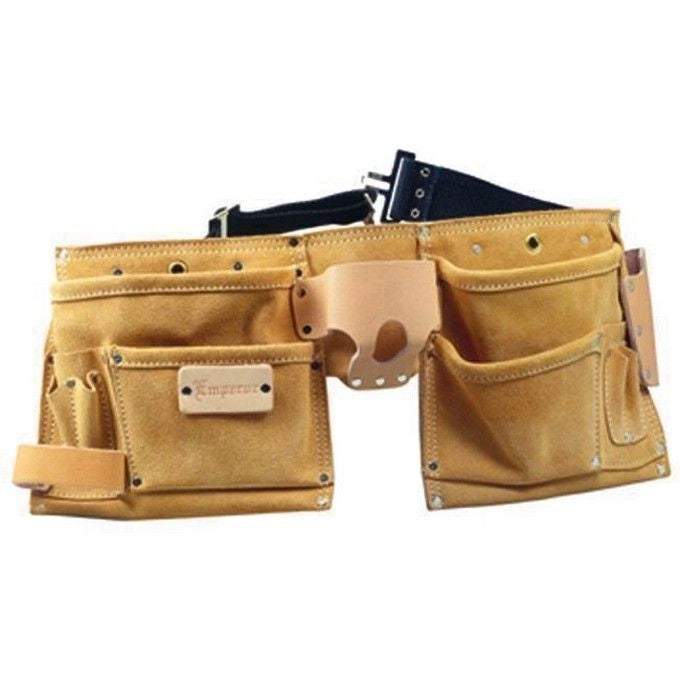 Vigor Blinky 40570-40 Houston Doppia Borsa da Carpentiere in Vera Pelle 6 Tasche Cintura Regolabile