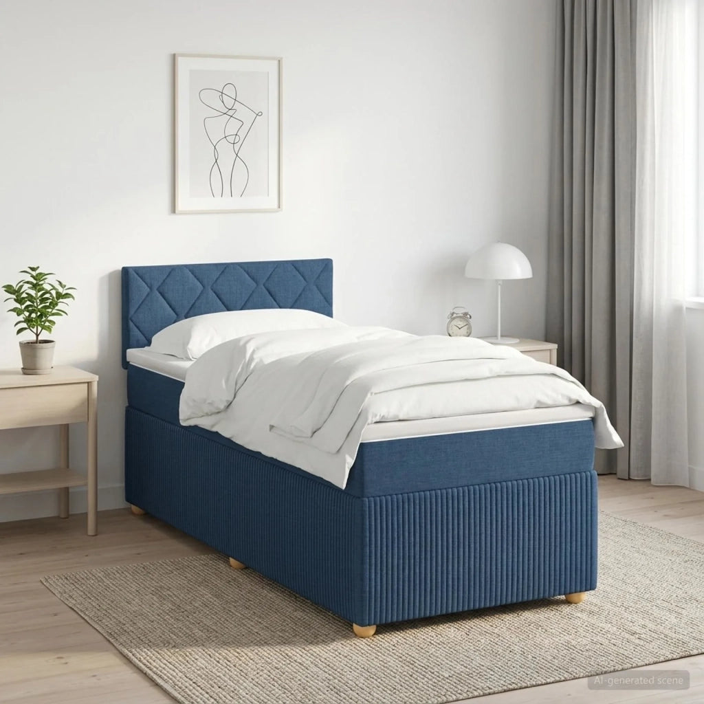 Letto box spring con materasso Blu 100 x 200 cm Tessuto 3451411