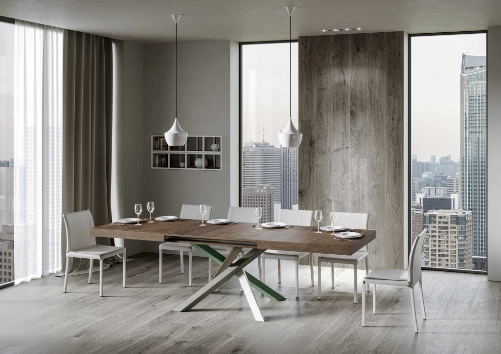 Tavolo Allungabile 120/380x90 cm Volantis Noce Gambe Multicolore 4/A