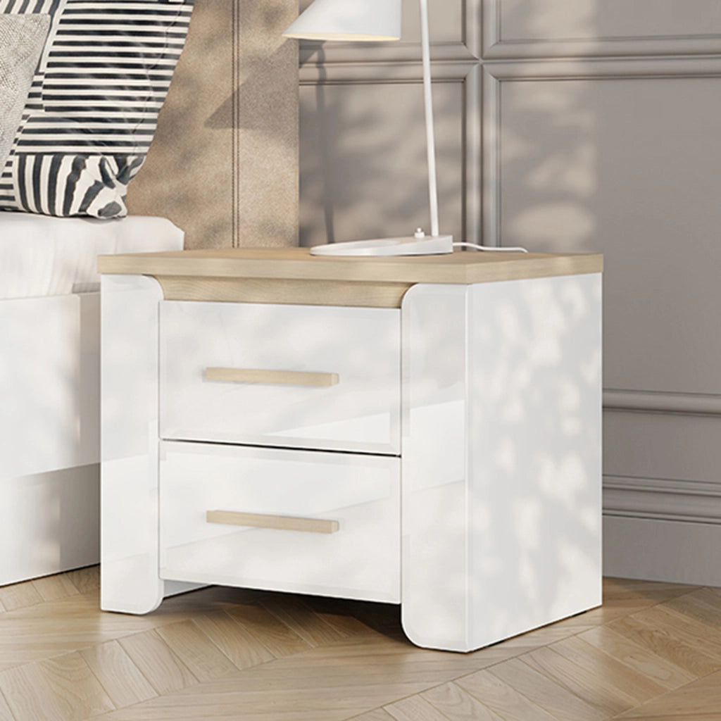 Yamba, Comodino 2 Cassetti, 58x40x50h cm Bianco Opaco