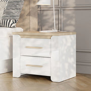 Yamba, Comodino 2 Cassetti, 58x40x50h cm Bianco Opaco