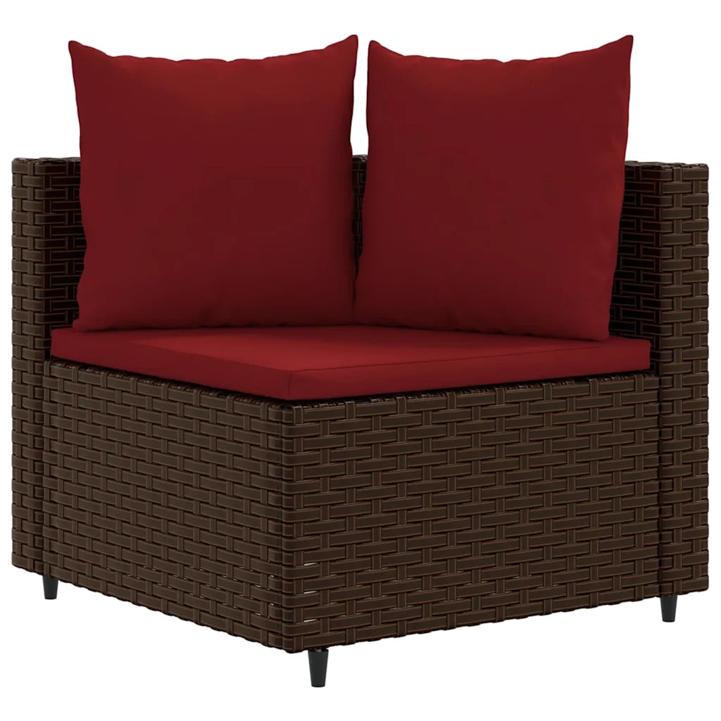 Set Divano da Giardino 6 pz con Cuscini Marrone in Polyrattan