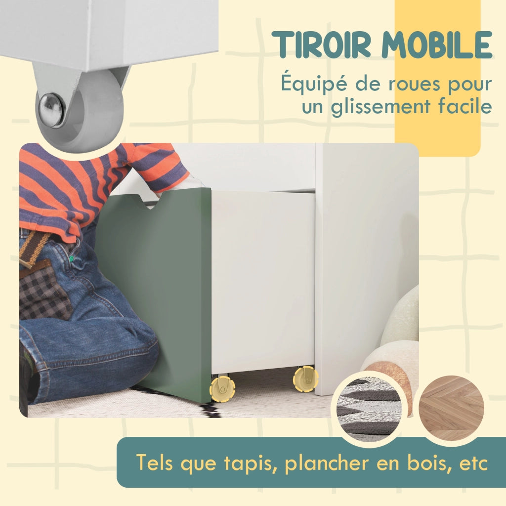 Libreria bambini con cassetto e 3 ripiani ¨C Minimal ¨C verde 62.5x30x70 cm