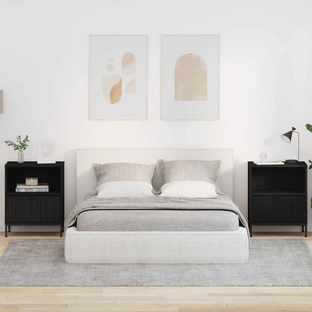 Armadio da Notte 2 pcs Nero 49 x 36 x 61 cm Legno multistrato 883477