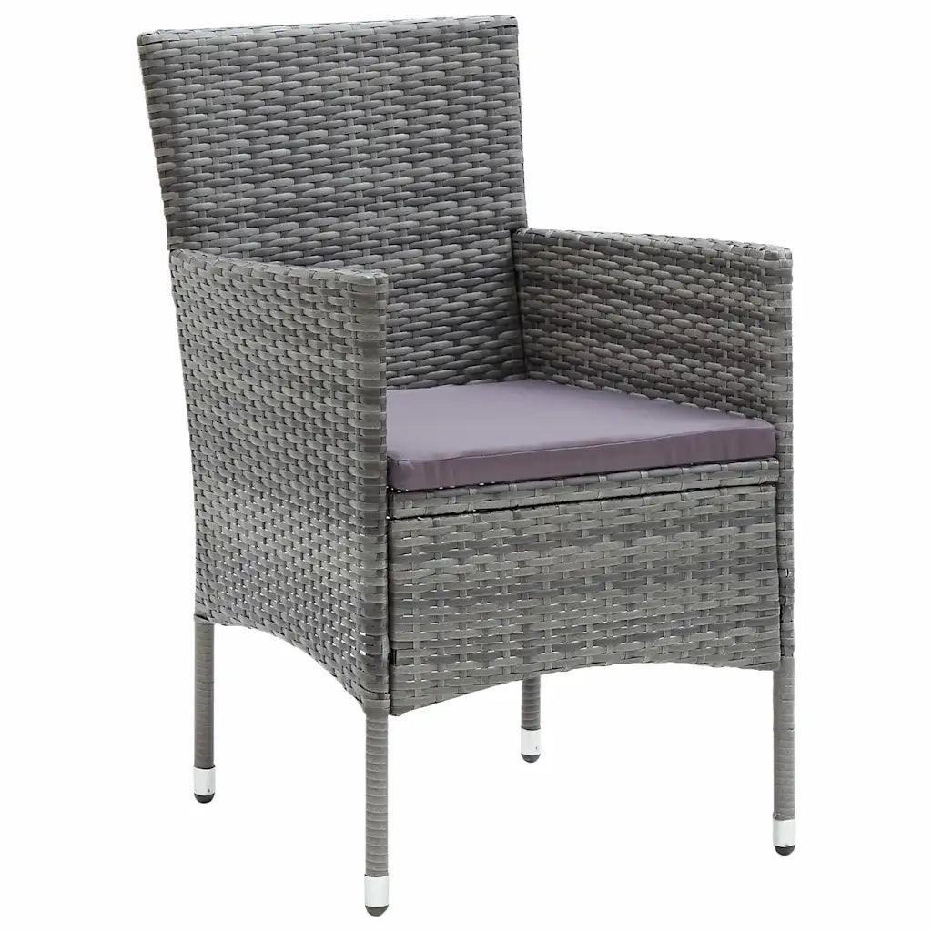 Set da Pranzo per Giardino con cuscino 9 pcs Grigio polyrattan 3379736