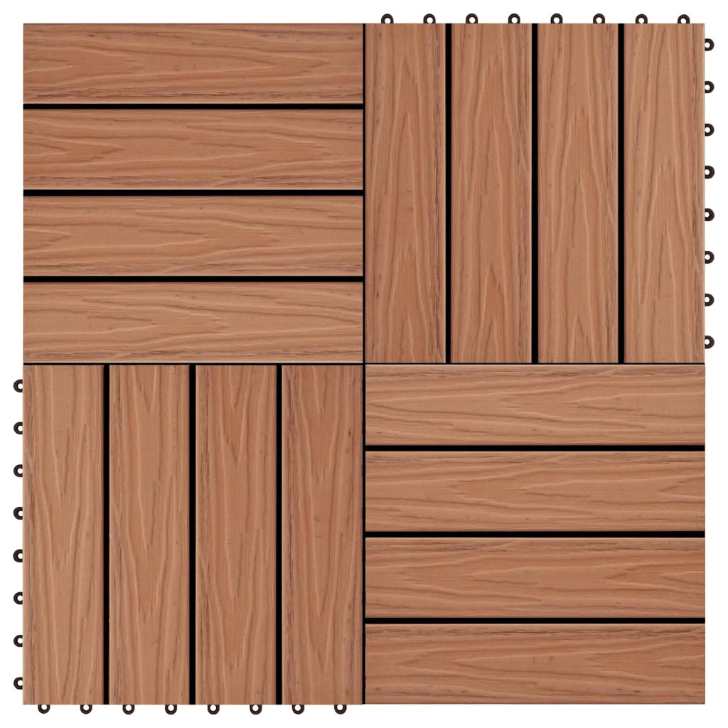 Piastrella per Decking 11 pcs Marrone Chiaro 30 x 30 cm WPC 42046679
