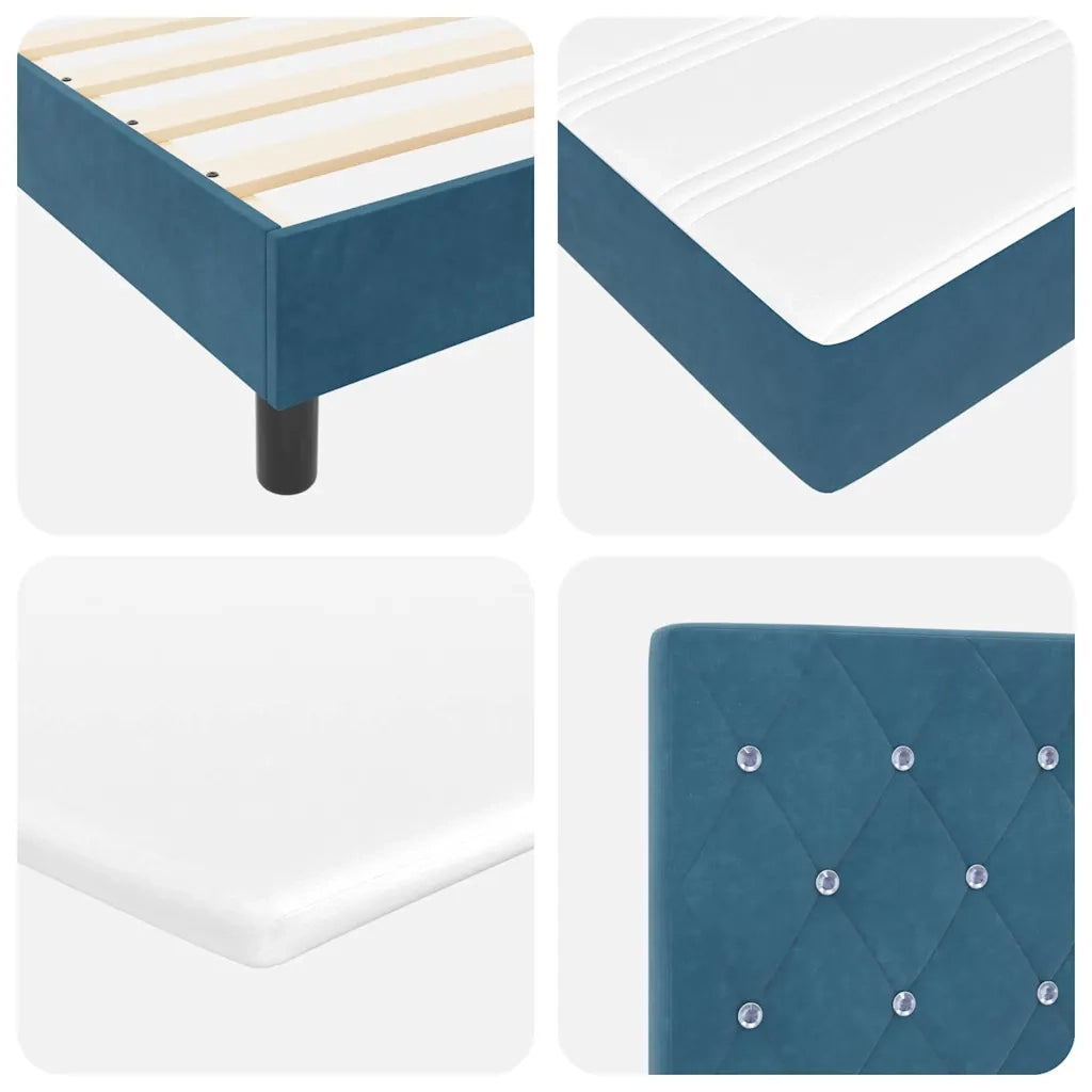 Letto a molle con testiera Blu scuro 90 x 200 cm Velluto 3340320