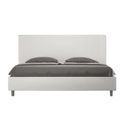 BS COM Letto matrimoniale king size contenitore imbottito 190x200 similpelle bianco