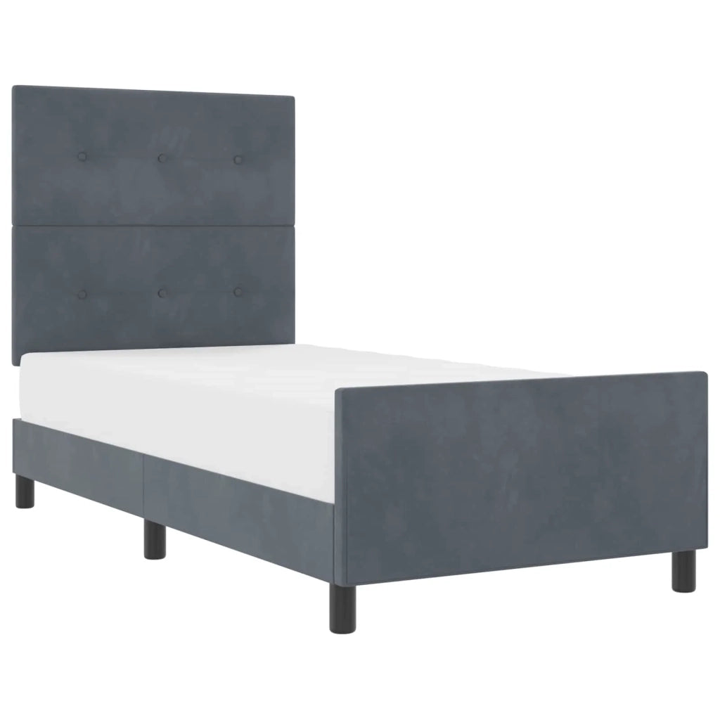 Letto a molle con testiera Grigio scuro 90 x 200 cm Velluto