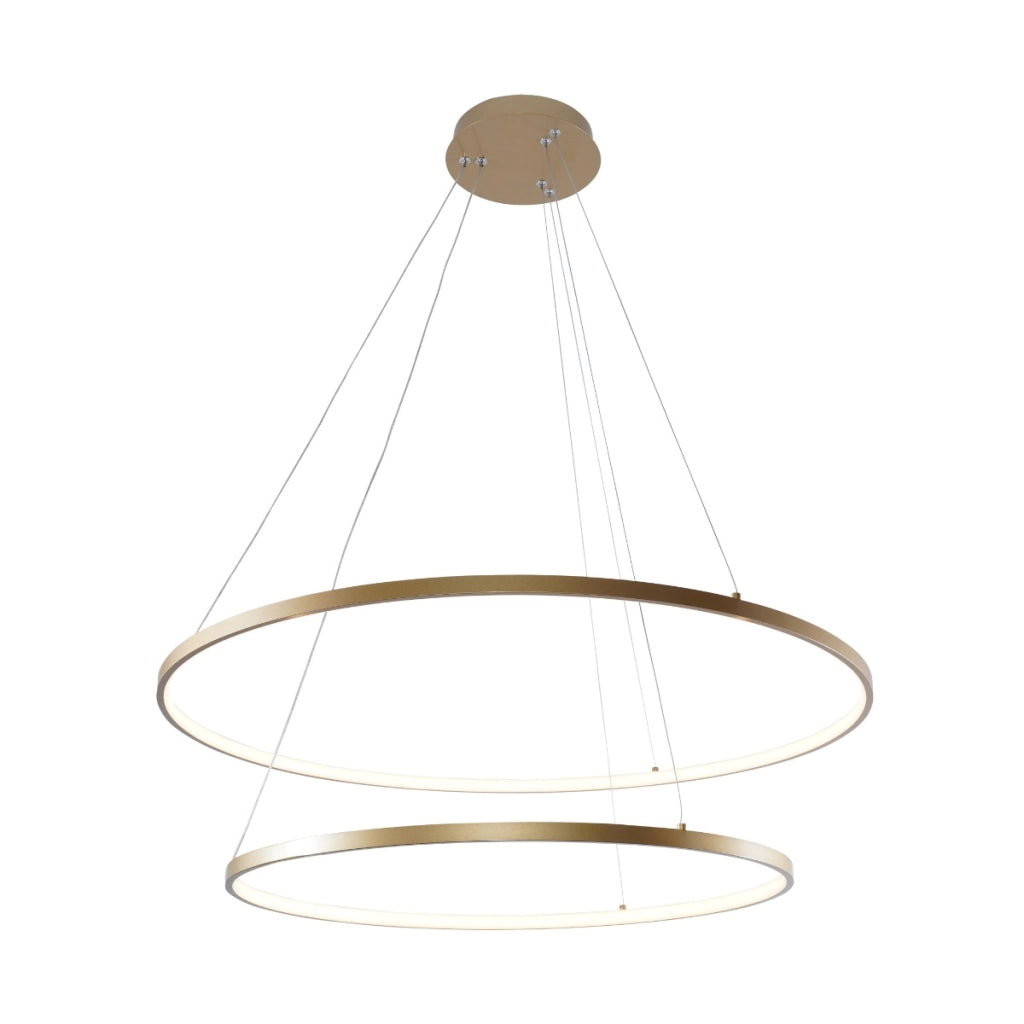 Lampada a sospensione Breno LED 60W 2 anelli oro Ø80