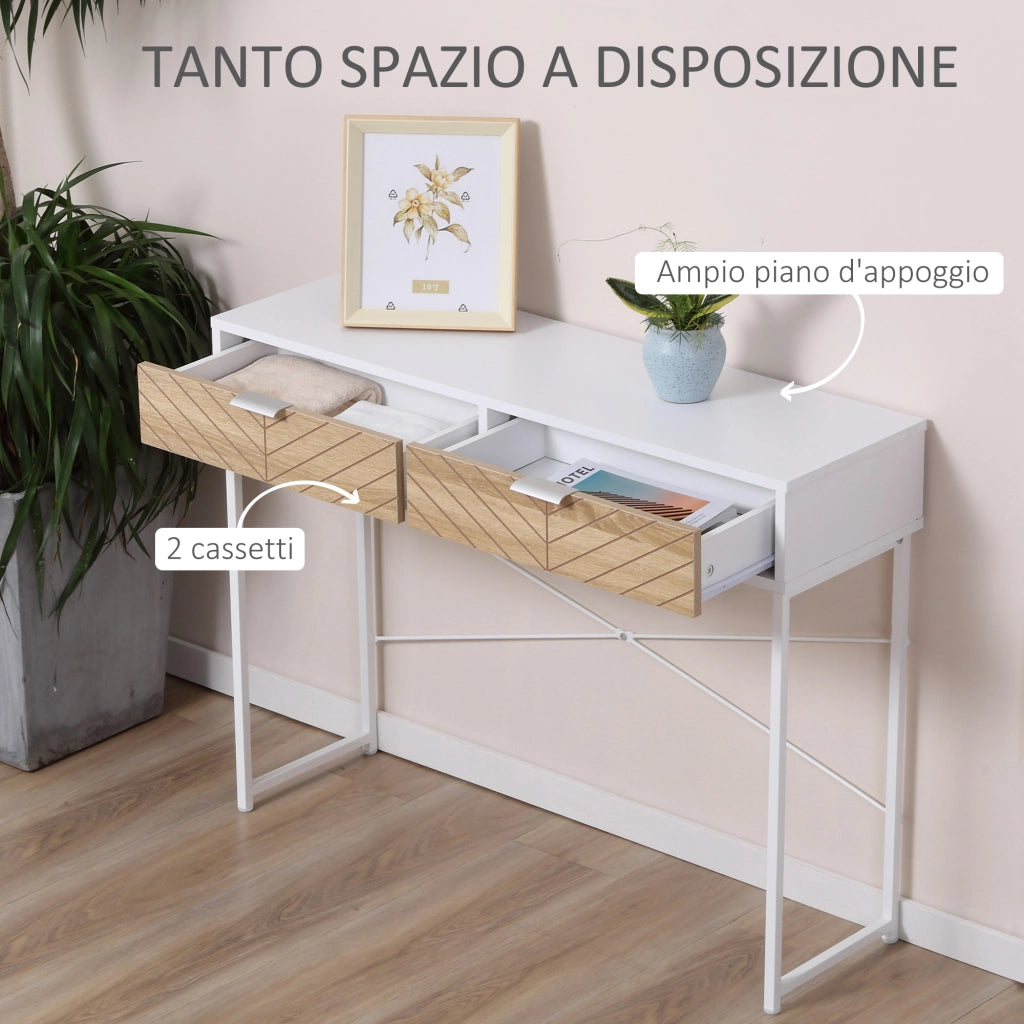 Consolle con 2 Cassetti ¨C Minimal ¨C Bianco Metallo 100x30x75cm