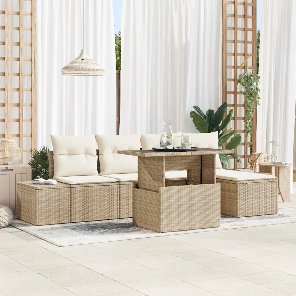 Set Divano da Giardino 6 pcs Beige Poly Rattan 3357904