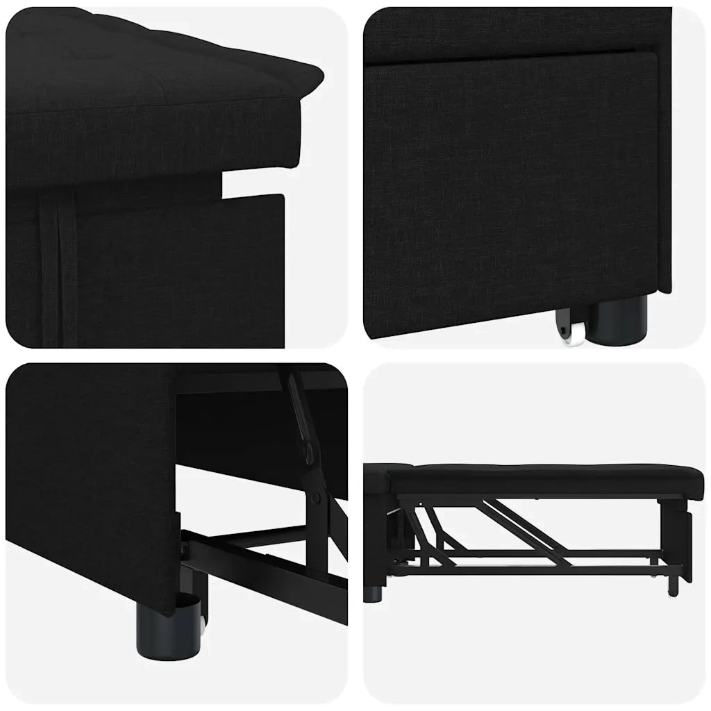 Divano Letto Estraibile Nero 194 x 50 x 82 cm Tessuto 42008584