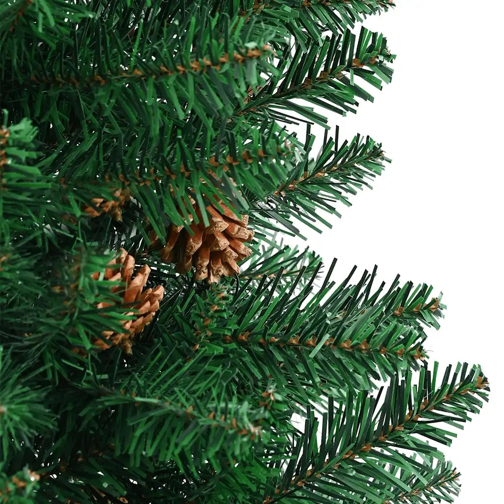 Albero di Natale Sottile con Legno Vero e Pigne Verde 150cm PVC 320957