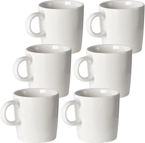 Set di 6 tazze per espresso e tè in ceramica bianca da 120 ml