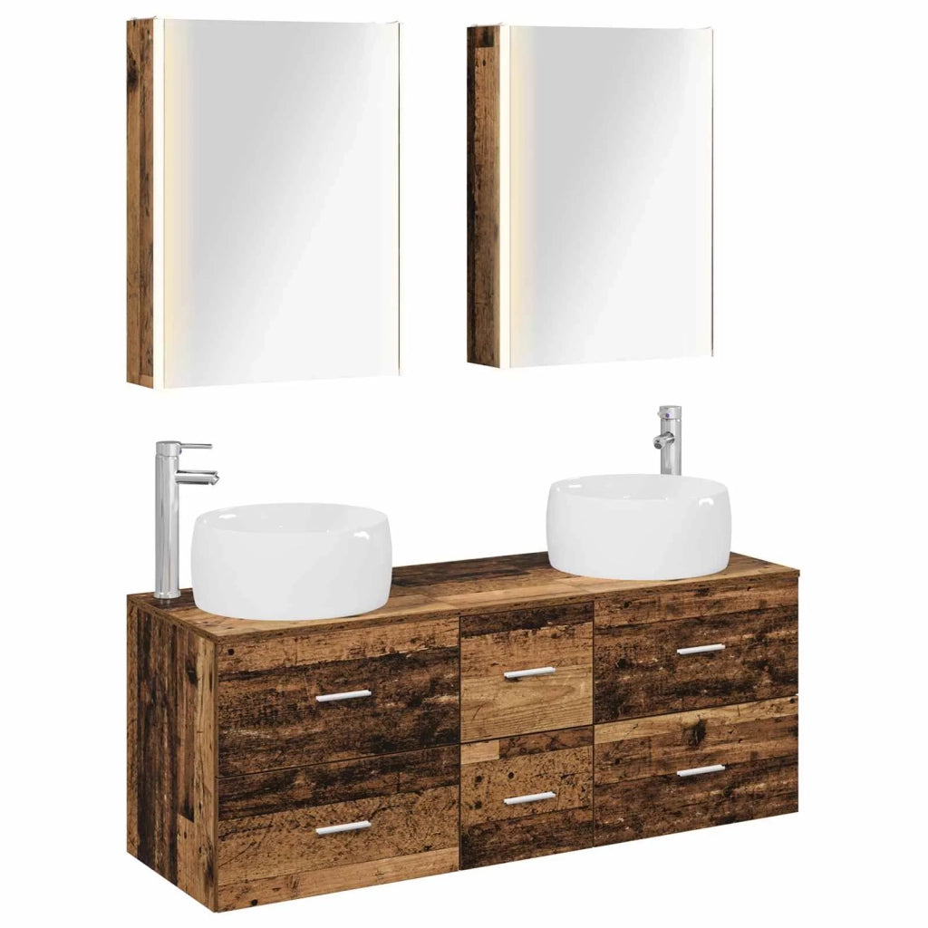 Set di mobili per il bagno 5 pz Legno antico 3407053
