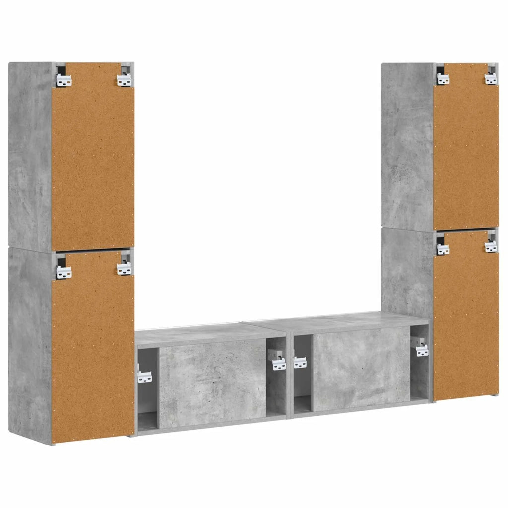 Set mobile TV 6 pcs Grigio cemento Legno multistrato 3409108