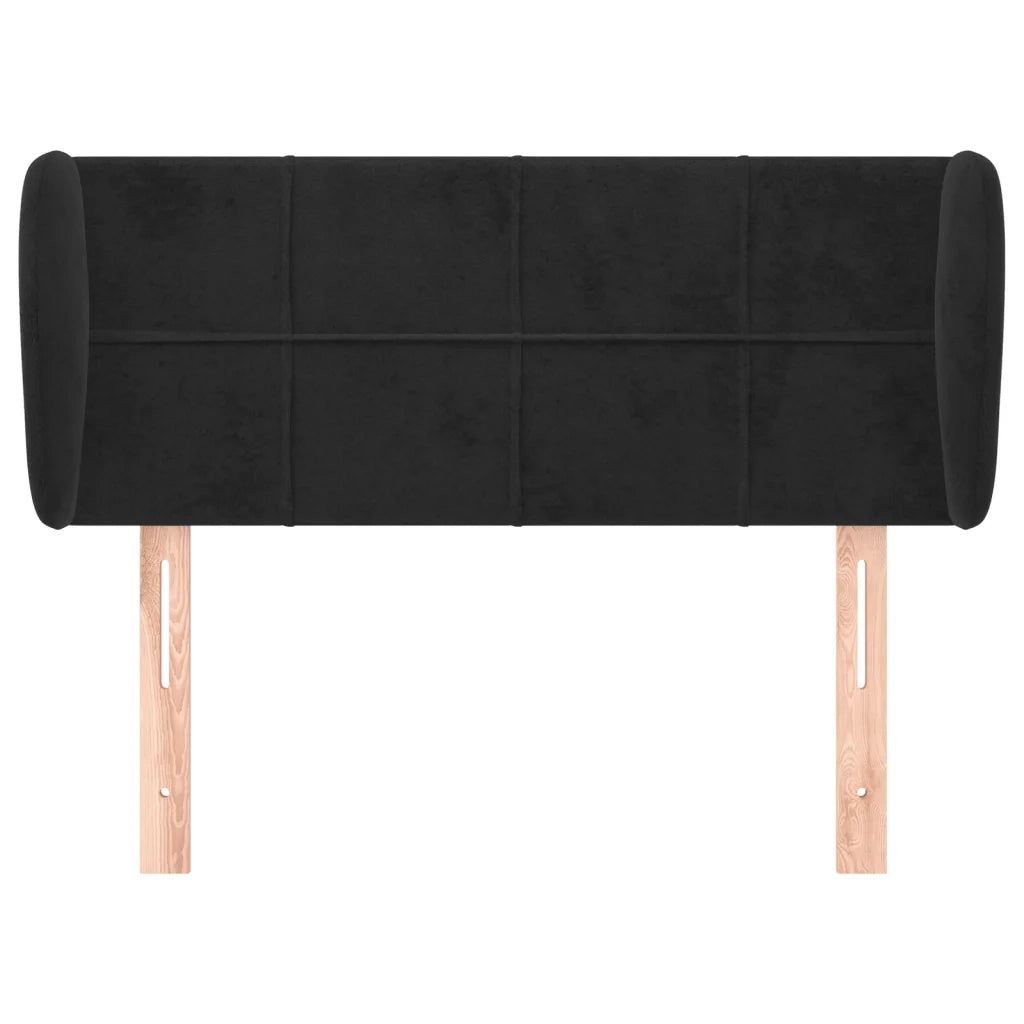 Testiera ad Orecchio-Testata con Orecchie Nera 103x23x78/88 cm in Velluto 536609