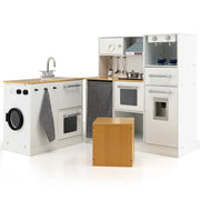 Set da cucina per bambini 79 x 29 x 81 cm con suoni e luci atmosfera accogliente realizzato in MDF bianco e naturale 20_0020824