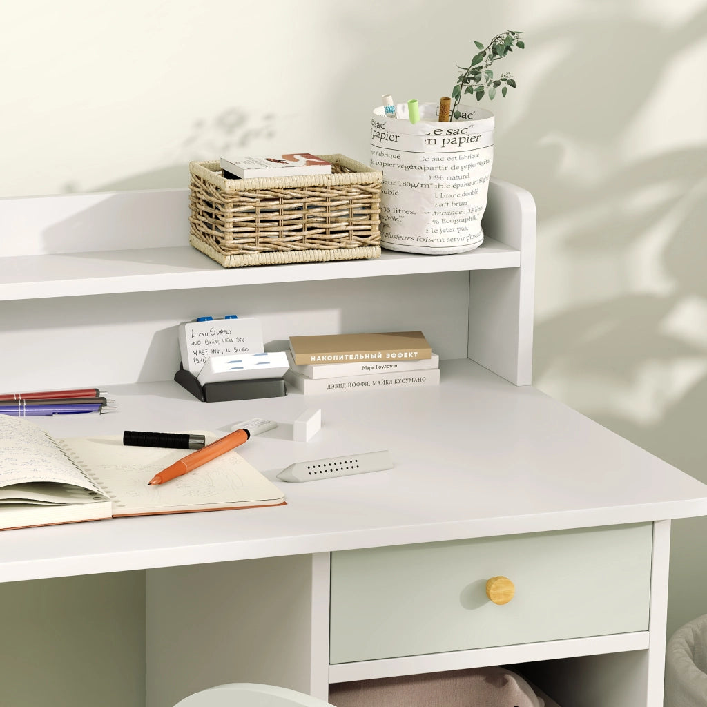 Scrivania per Bambini con Cassetti e Sedia ¨C Minimal ¨C Verde Chiaro e Bianco 90x50x75