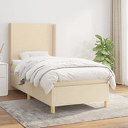 Giroletto a Molle con Materasso-Struttura Letto Crema 90x190 cm in Tessuto 648357
