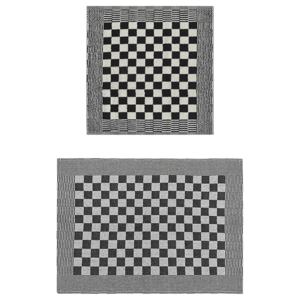 Set Strofinacci 50 pz | Teli per bagno in Cotone Nero e Bianco