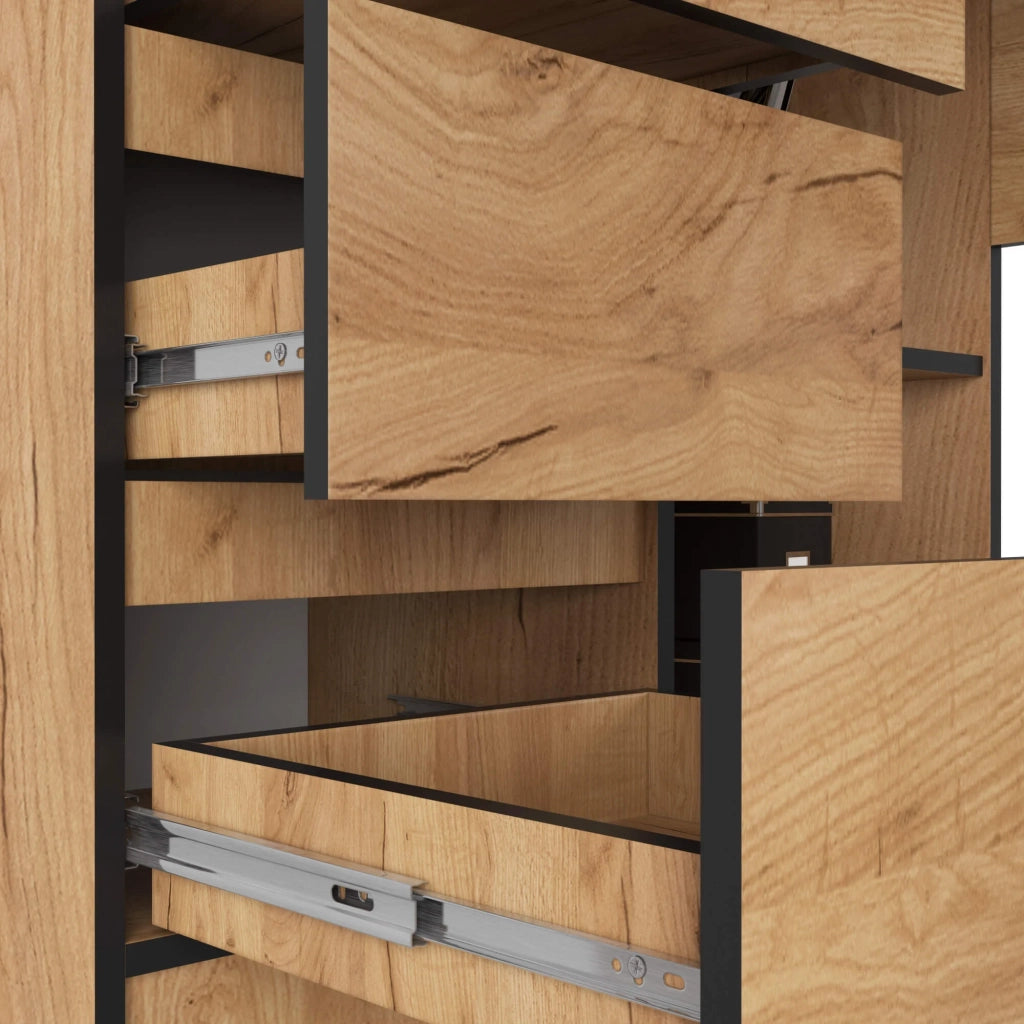 Scrivania angolare AKORD B16 Quercia Craft 124 cm 3 cassetti 124x85x77 cm Modello a sinistra