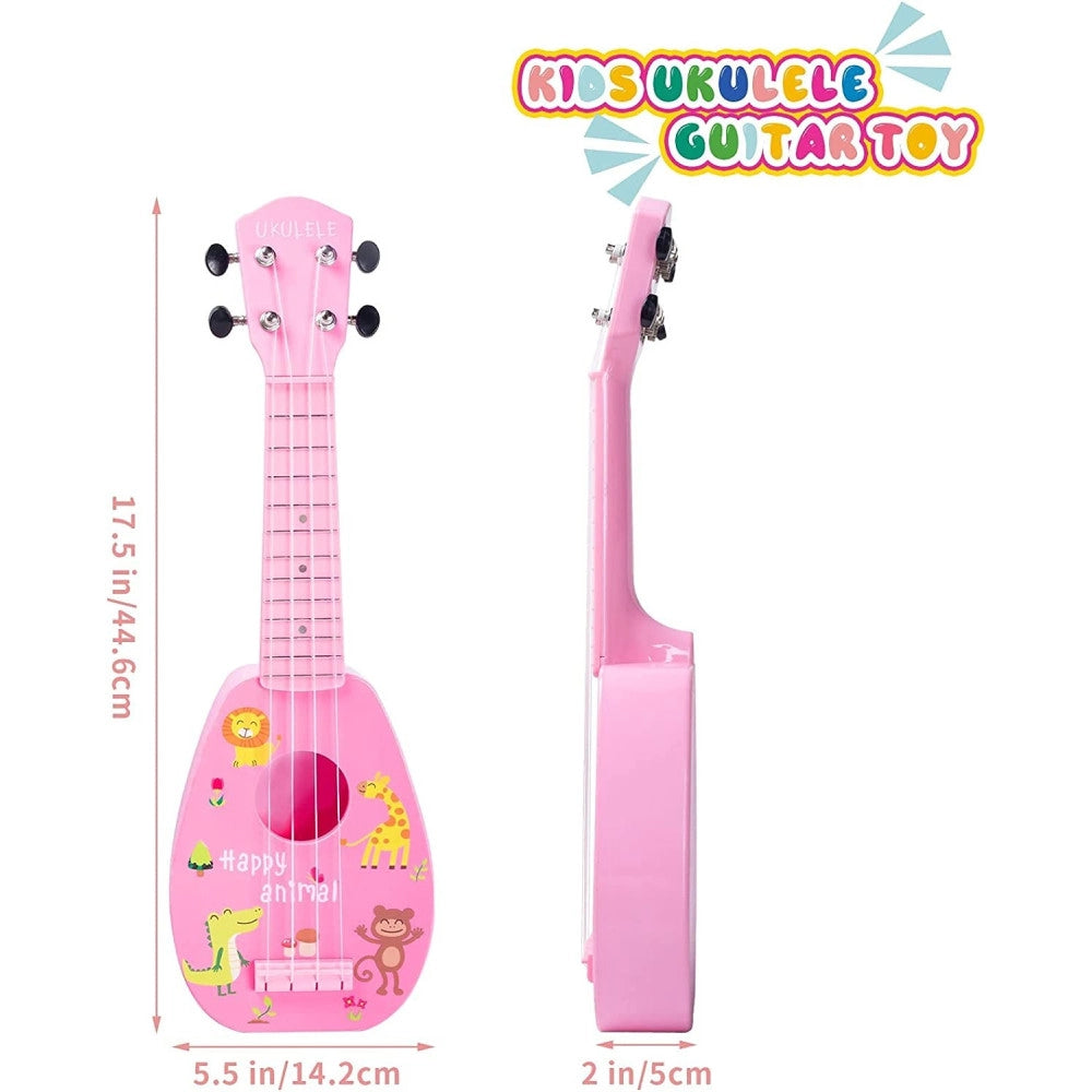 Trade Shop - Chitarra Ukulele Con 4 Corde Giocattolo In Plastica Da 44 Cm Per Bambini Q-gu05 -