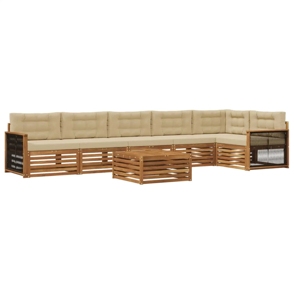 Set di divani da esterno con cuscino 7 pcs Naturale e Beige 3383446