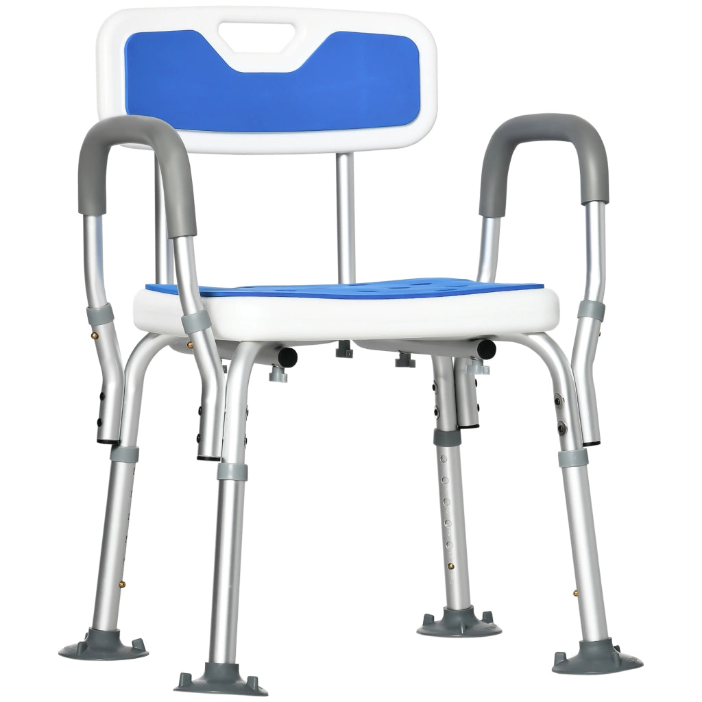 Sgabello da doccia ergonomico regolabile ¨C Minimal ¨C 56.5x53.5x87 cm bianco e blu