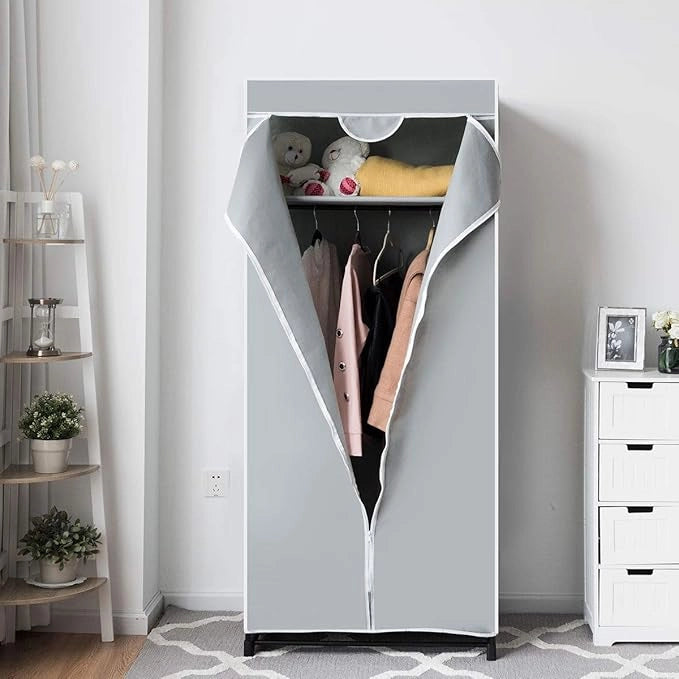 Armadio in Tessuto Armadio Cabina Pieghevole con Asta Appendiabiti, Vari Colori Disponibili, 75 x 50 x 170cm (Grigio)