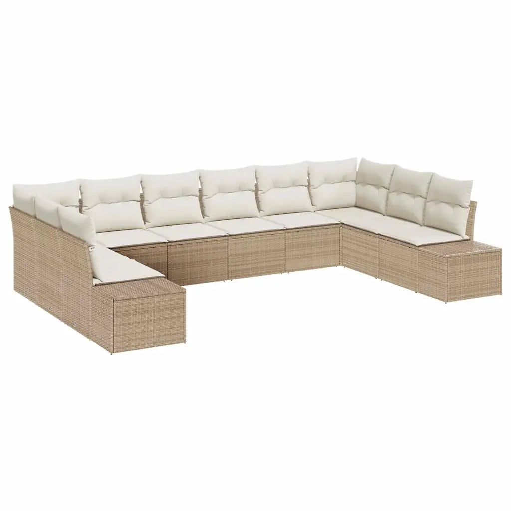 Set Divano da Giardino 10 pcs Beige e Crema Polyrattan 3355910