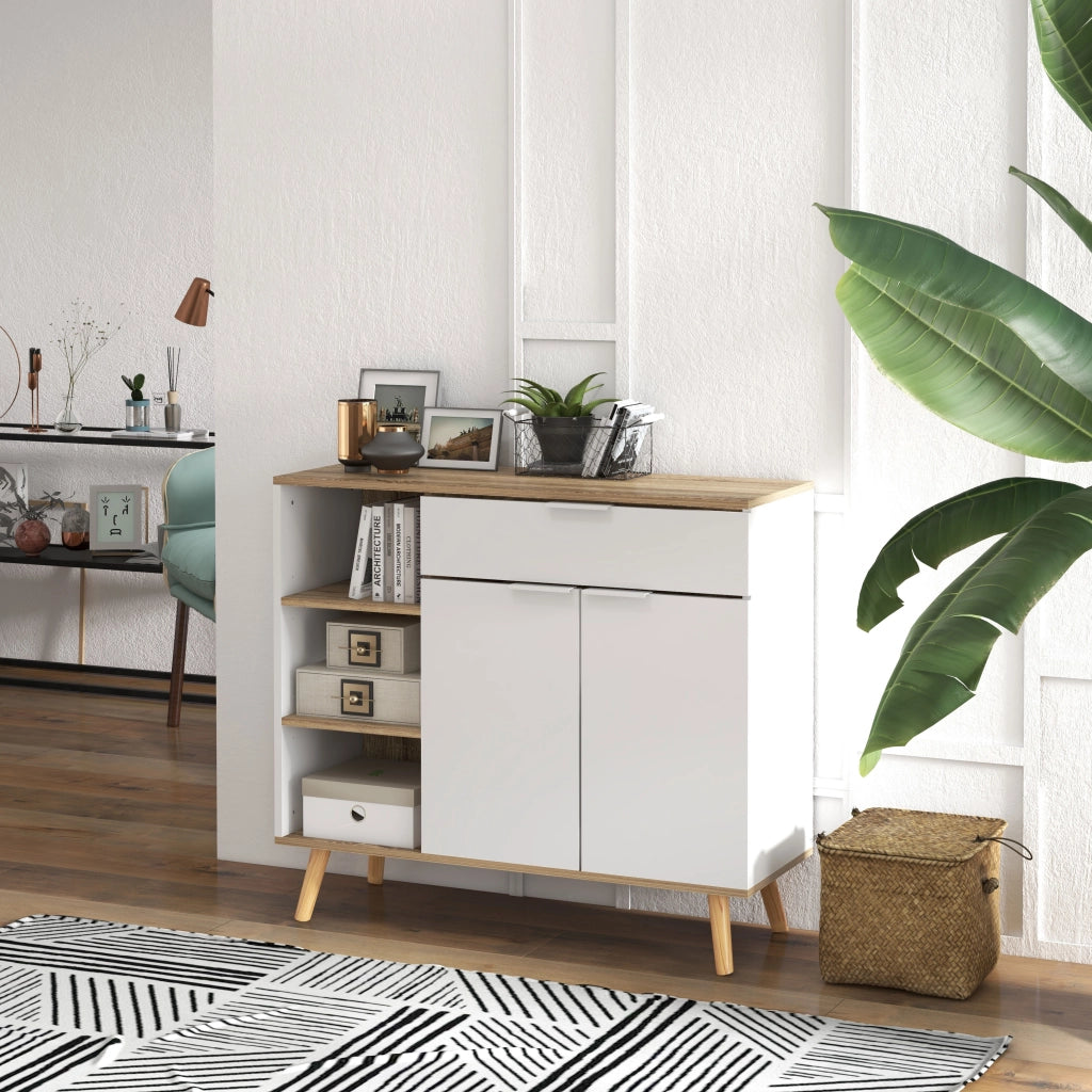 Mobile Multiuso con Cassetto ¨C Xylo ¨C 3 Ripiani Aperti, 95x35x85 cm