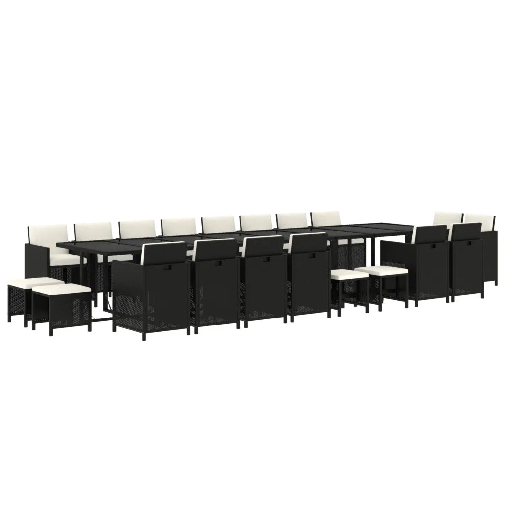 Set da Pranzo da Giardino 21 pz con Cuscini in Polyrattan Nero 3095669